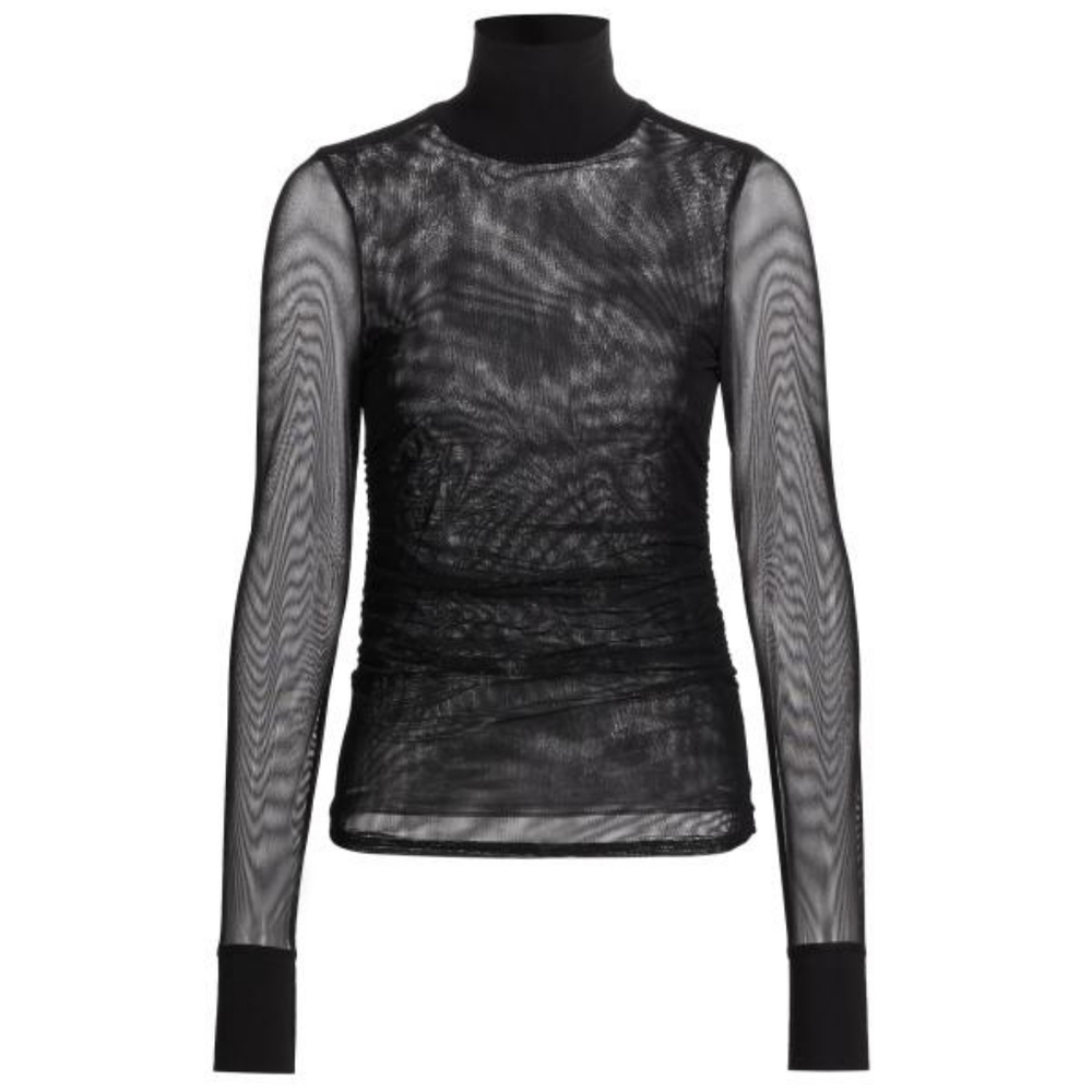 Cinq A Sept Halen Xl Sheer Black Top